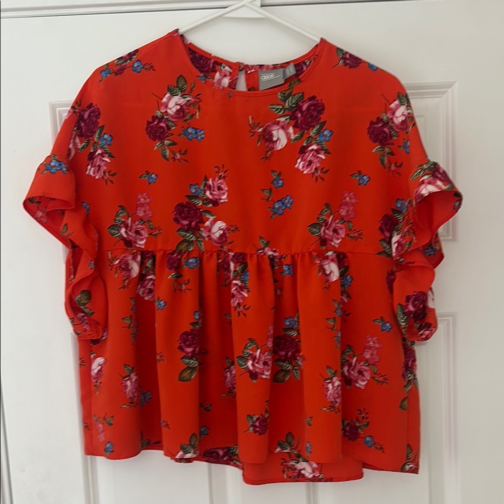 ASOS Vibrant Red Floral Blouse